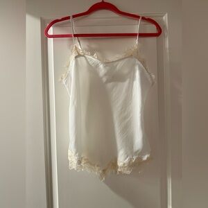Free People White Lace Trim Cami